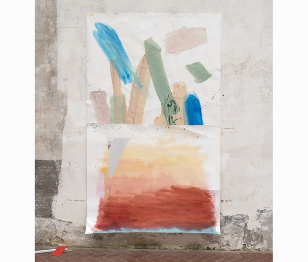 Cesare Biratoni, collage, 2023, tecnica mista e assemblaggio su carta, cm 248x150
