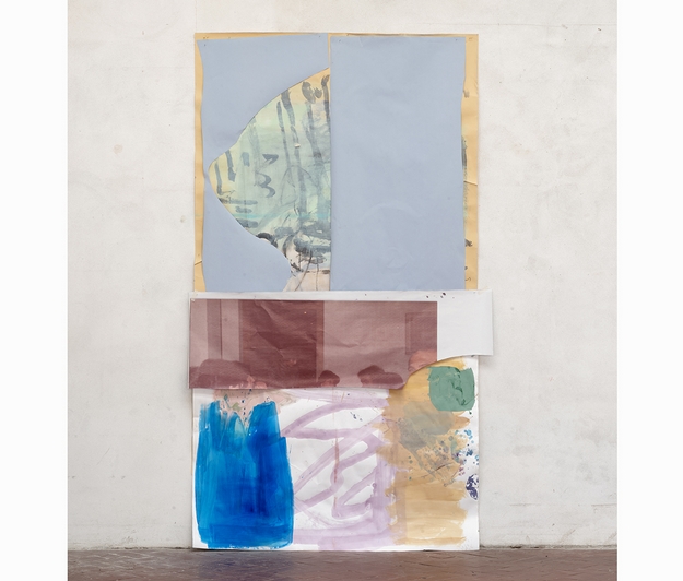 Cesare Biratoni, collage, 2023, tecnica mista e assemblaggio su carta, cm 270x160