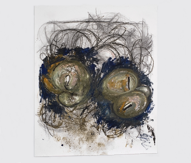 Marco Salvetti, Senza titolo, 2022, olio, pastelli e carbone su carta, cm 182x150