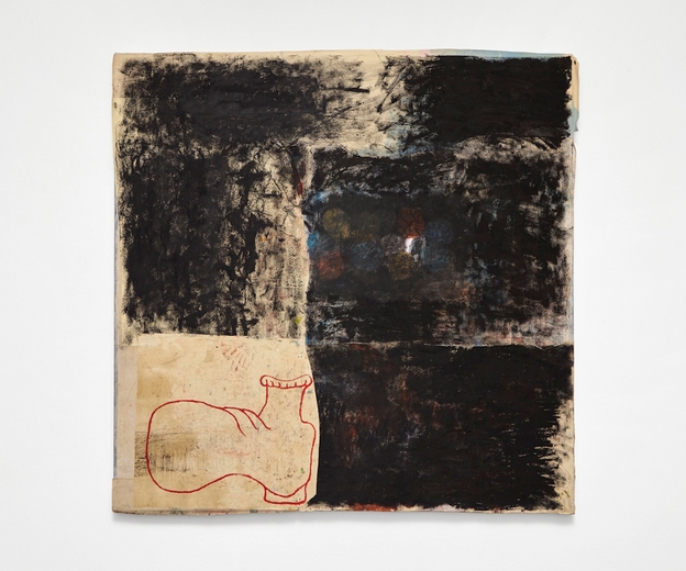 Marco Salvetti, Senza titolo, 2021, olio e pastelli su carta su tela, cm 130x130 