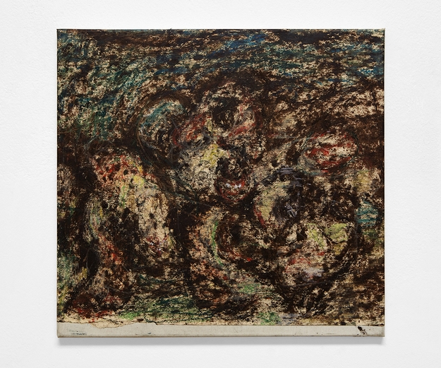 Marco Salvetti, Senza titolo, 2022, pastelli e oilbar su carta su tela, cm 50x53