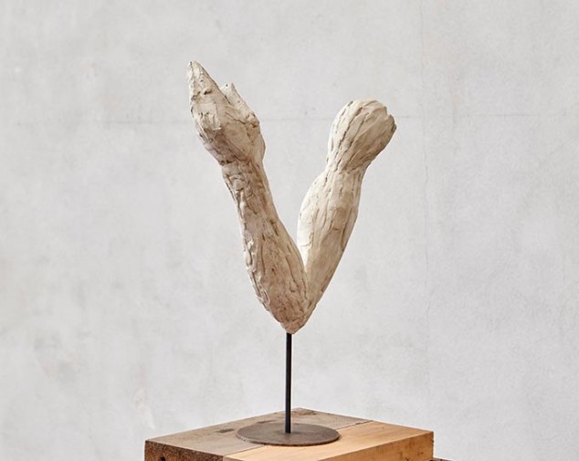 Fabrizio Prevedello, Fiore 199, 2017, acciaio, gesso, legno, cm 144x39x37